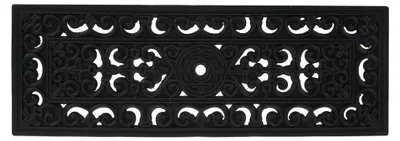 Produktbild von Relaxdays Stufenmatte Gummi, rechteckig, Treppenauflage innen & außen, 75 x 25 cm, Ornamente, Anti-Rutsch-Matte, schwarz