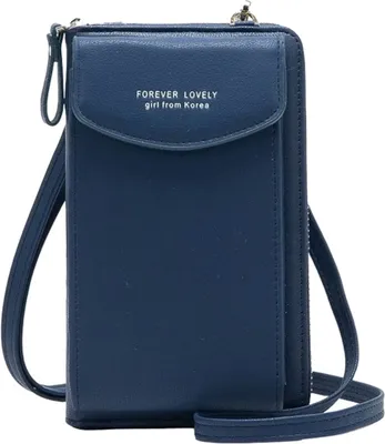 Obrázek produktu pro ASKSA Crossbody Bag mobilní telefon peněženka Dámská peněženka peněženka, tmavě modrá