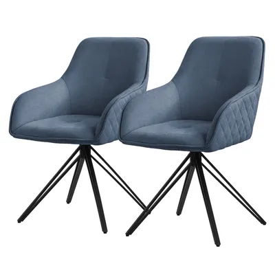 Obrázek produktu pro ML-Design 2x otočná jídelní židle, modrá, z tkané látky s kovovými nohami