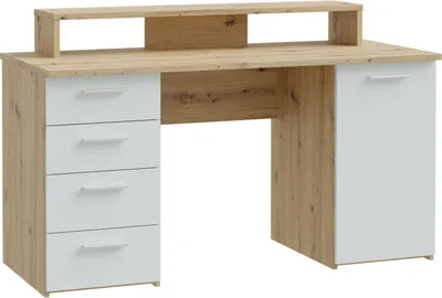 Obrázek produktu pro Nábytek24 Psací stůl Net106 Mt980-M823 se skříňkou a 4 zásuvkami Artisan Oak/Secret Grey