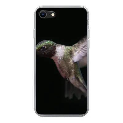 Produktbild von MuchoWow® Handyhülle Schutzhülle Hülle für iPhone SE 2022 Rubinkehl-Kolibri auf schwarzem Hintergrund Silikon Softcase Handy Hülle