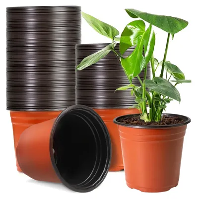 Image de Lot de 50 pots de fleurs en plastique, de 15 cm de diamètre