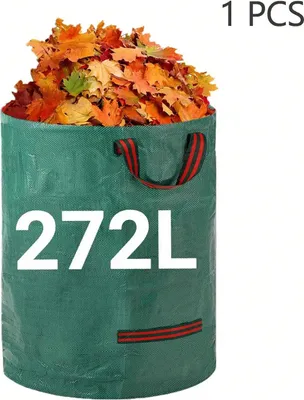 Immagine prodotto di Sacco per rifiuti da giardino per foglie - Sacco da giardino da 272 l, 1 pezzo - Resistente, riutilizzabile, antistrappo, plastica - Verde