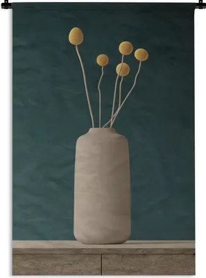 Produktbild von MuchoWow® Wandteppich Wandbehang Stilleben - Blumen - Gelb 60x90 cm Tapisserie Dekoration Wandtuch - Foto-Teppich - Abwaschbar
