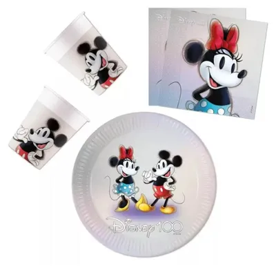 Image de 100 sets de fête Disney Minnie comprenant 36 pièces et une assiette de 23 cm