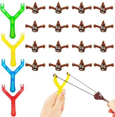 Productafbeelding van Grappige Poep‑Slingerspeelgoed - Set van 20 - 4 Slingers - 16 Poepkogels