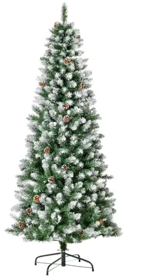 Immagine prodotto di Albero di Natale Artificiale Innevato 180 cm 630 Rami e 37 Pigne Verde e Bianco