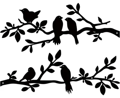 Image de Décoration murale en métal : deux oiseaux sur une branche, couleur noire, dimensions : 43 cm