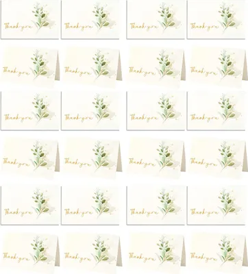 Produktbild von Blanko-Dankeskarten mit Umschlägen. 24 Dankeskarten und 24 passende Umschläge für Babypartys, Hochzeiten oder geschäftliche Anlässe.