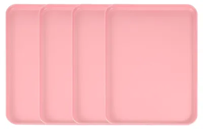 4 Kunststoff-Tabletts 38x27 cm rechteckig rosa