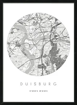 Produktbild von Gerahmtes Bild Duisburg Landkarte 53x73 cm