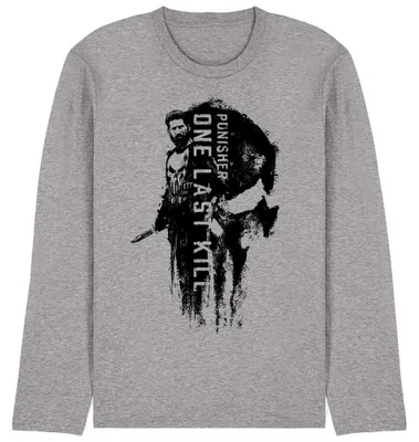 Immagine prodotto di Maglietta unisex "The Punisher - One Last Kill" per uomo/donna, cotone filato ad anello, maniche lunghe, modello TV35751 (XXL) (colore: heather sportivo)