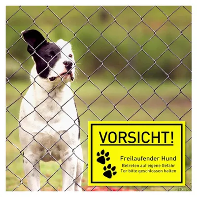 Produktbild von Hundewarnschild (30x20 cm Kunststoff) - Warnung vor dem Hund - Wetterfestes Hundeschild - Achtung bissiger Hund (Neongelb) - Pfote