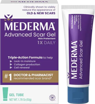 Produktbild von Mederma Advanced Narbengel, 1 x täglich, reduziert das Erscheinungsbild von alten neuen Narben, Nr. 1, von Ärzten empfohlene Marke für Narben, 50 g