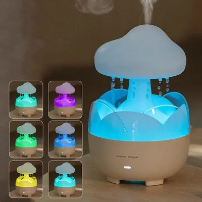 Zdjęcie produktu dla Wilgotność powietrza Raindrop o pojemności 230 ml, dyfuzor zapachowy z 7 kolorami światła i pilotem – nawilżacz powietrza do sypialni, salonu i innych pomieszczeń
