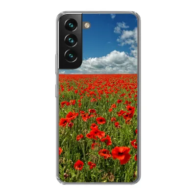 Produktbild von MuchoWow® Handyhülle Schutzhülle Hülle für Samsung Galaxy S22 Plus Schneeweiße Wolken über einem Mohnblumenfeld Silikon Softcase Handy Hülle - Schutzabdeckung