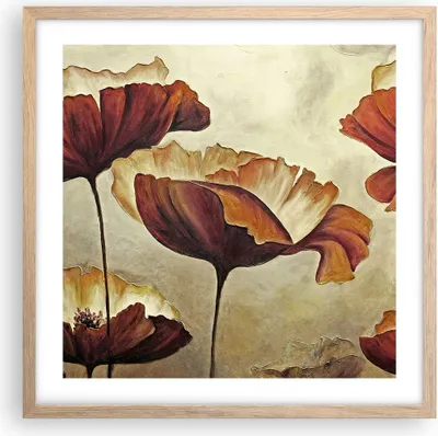Produktbild von Gerahmtes Poster - Rahmen in heller Eiche - Mohn Blume Wiese - 50x50 cm - Wand Bild - Wanddeko - Wandbilder - Kunstposter - Wandposter - Bilderrahmen - Bilder - Kunstdruck - Wandbild - P2NAC50x50-3760