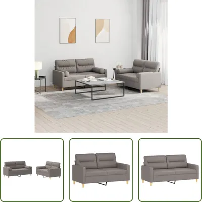 Produktbild von The Living Store 2-tlg. Sofagarnitur mit Kissen Taupe Stoff