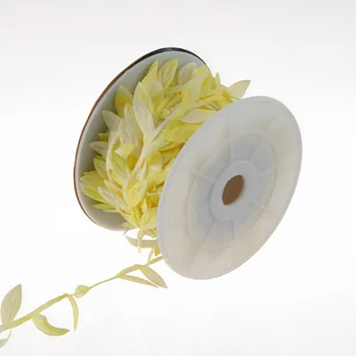 Produktbild von Blättergirlande - Textil - gelb-sahneweiß - 20 mm - 10-m-Rolle - 73090-M