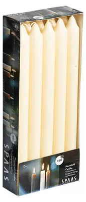 Produktbild von Tischkerzen elfenbeinweis - 10x Stuck - 24 cm - 8 Brennstunden