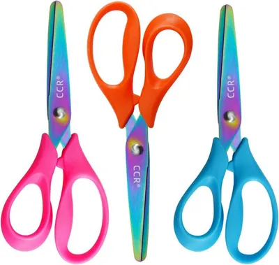 Produktbild von Linkshänder Schere Kinder farbige Titanium Kinderschere 13cm, 3 Stück