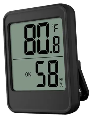 Zdjęcie produktu dla Wewnętrzny higrometr z termometrem i dużym wyświetlaczem – elektroniczny miernik temperatury i wilgotności z uchwytem magnetycznym do montażu na biurku lub ścianie, przeznaczony do użytku domowego, w szklarni lub piwnicy