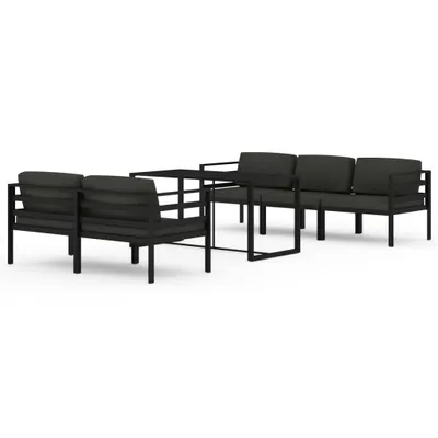 Immagine prodotto di vidaXL Set da giardino 6 pezzi con cuscini in alluminio antracite