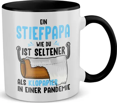Produktbild von 22Feels Stiefpapa Geschenk Vatertag Bonuspapa Stiefvater Tasse Geburtstag Herrentag Weihnachten Patchwork Stiefeltern Kaffeetasse Männer (Weiss-Schwarz)