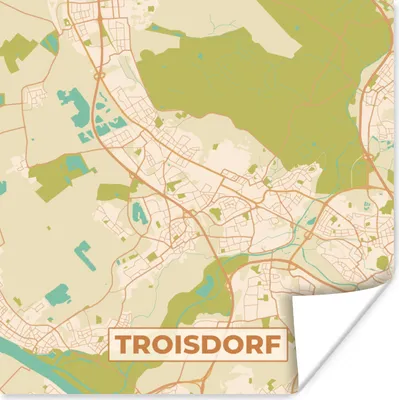 Produktbild von MuchoWow® Poster Troisdorf - Jahrgang - Karte - Stadtplan 75x75 cm - Wand Dekoration