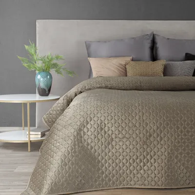 Produktbild von Weiche Velvet Decke Tagesdecke Bettüberwurf DIMON dunkelbeige 170x210 cm cm dunkelbeige