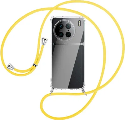 Produktbild von Handykette Backcover-Schutzhülle mit Band (Metall silberfarben) für vivo X90 Pro (V2242A, 6.78'') - gelb