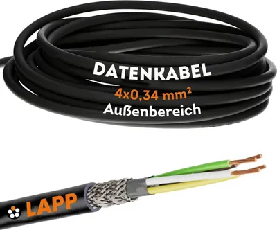 Image de 10 mètres Lapp 1030497 LiYCY câble deblindé 4x0,34 mm² I résistant aux UV I câble de signalisation 4 conducteurs I câble de données pour l'extérieur I câble de soudage I câble de connexion LED I câble de raccordement noir