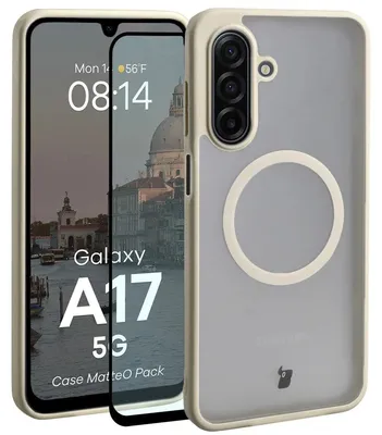 Produktbild von Schutzhülle mit Magnetring + gehärtetem Glas Bizon MatteO Pack für Galaxy A17 5G, Getönt-Beige