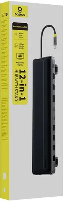 Immagine prodotto di Docking station Baseus Elitejoy Eh3 Hub 12W1 Usb-C - 2Xhdmi 4K@60Hz Displayport 4K@60Hz 2Xusb-C 10Gb/S 2Xusb-A 5Gb/S Usb-A 480Mb/S Sd/Microsd 3.0 Rj45 1Gigabit Usb-C Powerdelivery - Grigio