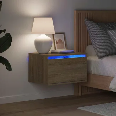 Obrázek produktu pro vidaXL Nástěnná noční skříňka s LED světly Dub Sonoma