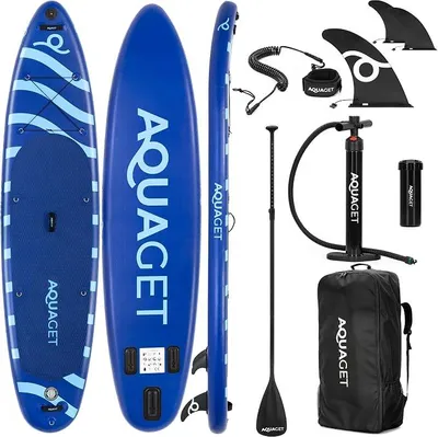 Imagen del producto de Conjunto de tabla de paddle surf inflable (SUP), sistema completo iSUP. Tabla de paddle de 320 a 350 cm, 2 en 1 (tabla y kayak), con asiento, remo, mochila, bomba, correa de seguridad y 3 aletas. Tabla de paddle surf de uso general para adultos