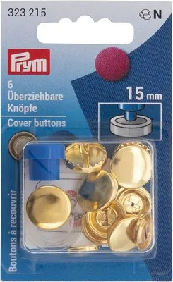 Obrázek produktu pro Potahovací knoflíky + narážeč, 15 mm, 6 ks, zlaté barvy