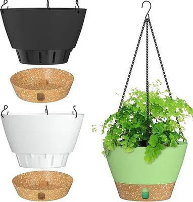 Obrázek produktu pro Sada závěsných lamp, 3 kusy, průměr 25 cm, plastové závěsné květináče