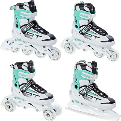 Produktbild von 4in1 Inlineskates Inliner Triskates Rollschuhe Schlittschuhe Raven Profession White/Mint 38-42 verstellbar