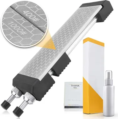 Obrázok produktu pre Sada diamantových brúsnych kameňov – obojstranná doska so zrnitosťou 400/1000 – 20,3 cm – nastaviteľný protišmykový držiak – pre nože a náradie – s úložnou krabičkou