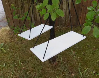 Produktbild von Deckenhänger 2er Set Küchenhänger Hängeregal Schweberegal weiss 55+38