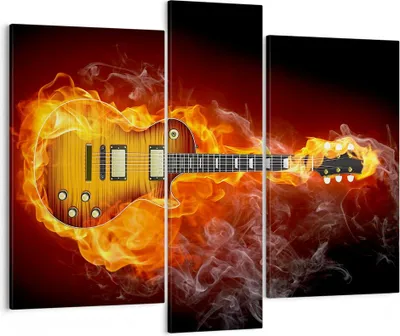 Produktbild von Bild auf Leinwand - Leinwandbild - Feuer Gitarre Instrument - 95x80cm - Wand Bild - Wanddeko - Leinwanddruck - Bilder - Kunstdruck - Wanddekoration - Leinwand bilder - Wandkunst - CB95x80-0197