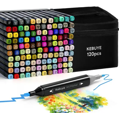 Produktbild von 120 Farben Alkohol Marker Set - Doppelte Spitzen - Professionelle Zeichen- und Skizzenstifte