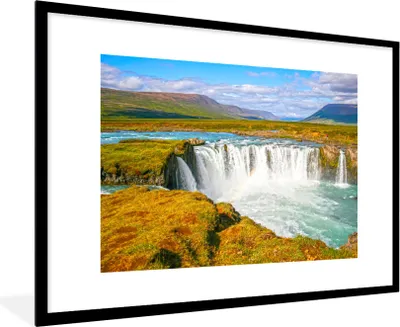Produktbild von MuchoWow® Gerahmtes Poster Wasserfall - Wasser - Natur 90x60 cm - Poster mit Schwarzem Bilderrahmen Wandposter Rahmen Foto Bilder - Wanddekoration - Fotos