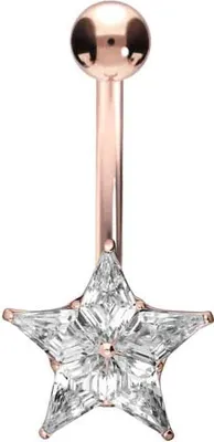 Produktbild von Bauchnabelpiercing Titan Bananabell mit Innengewinde KRISTALLSTERN