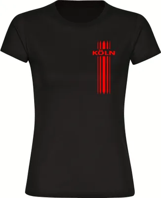 Produktbild von multifanshop Damen T-Shirt - Köln - Streifen, schwarz, Größe L