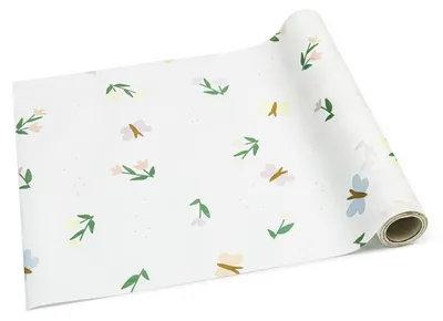 Produktbild von Vlies-Tischläufer mit Motiv Blumen und Schmetterlinge