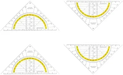 Produktbild von 4 Stück Geodreieck aus Kunststoff, 16 cm, bruchsicher und transparent (A)