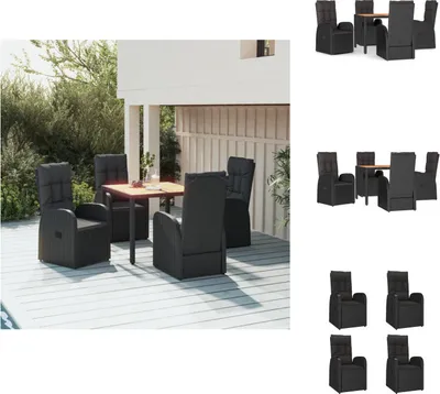 Produktbild von vidaXL 5-tlg. Garten-Essgruppe mit Kissen Schwarz Poly Rattan -  Gartenstühle