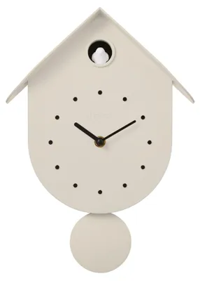 Immagine prodotto di Elzusha - Orologio a cucù con design moderno, colori vivaci e motivo di uccelli, color crema